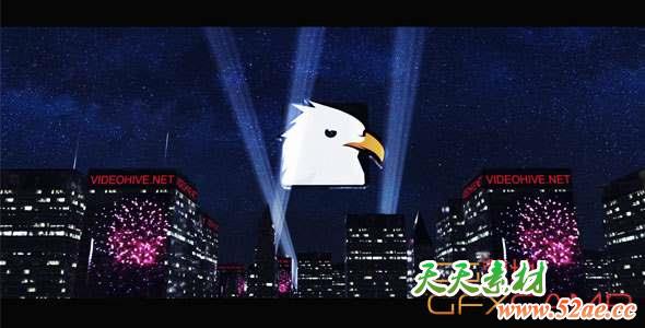 AE模板-三维城市探照灯Logo动画 City Reveal-天天素材网