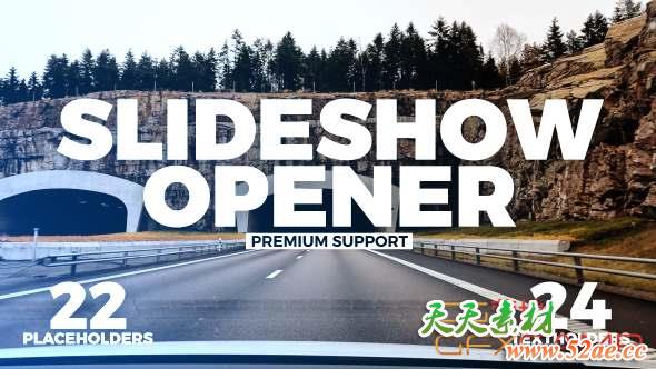 AE模板-图形切割文字视频开场 Slideshow Opener-天天素材网