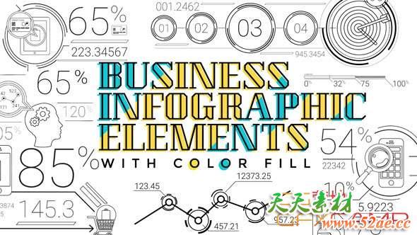 AE模板-线条数据信息ICON图标动画 30 Line Infographic Elements-天天素材网