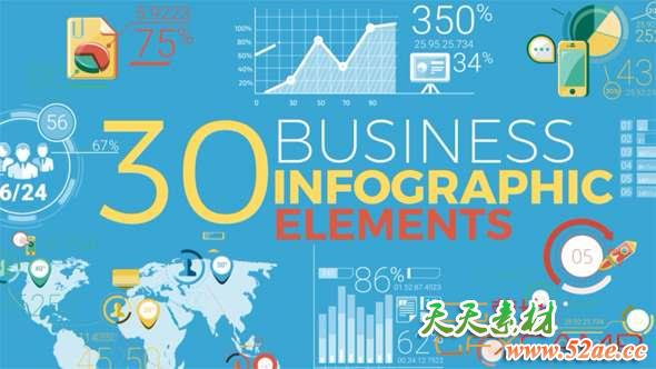 AE模板-商务信息数据ICON图标动画 30 Business Infographic Elements-天天素材网