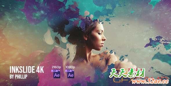 AE模板-水墨滴落遮罩开场 Inkslide 4K-天天素材网