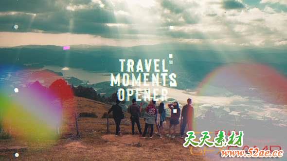 AE模板-动态分屏旅游视频开场 Travel Moments Opener-天天素材网