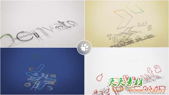 AE模板-素描Logo动画 Sketch Logo Build-天天素材网