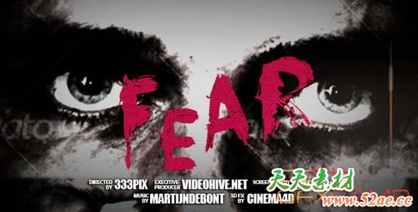 AE模板-惊悚恐怖视频宣传片 Fear Trailer-天天素材网
