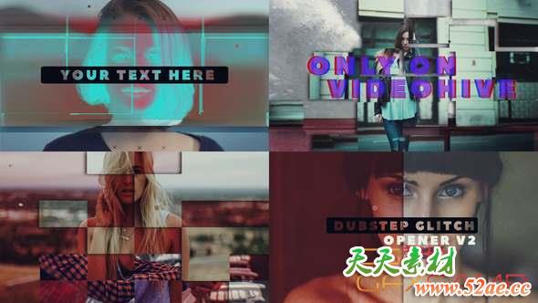 AE模板-画面拼贴动感片头 Dubstep Glitch Opener-天天素材网