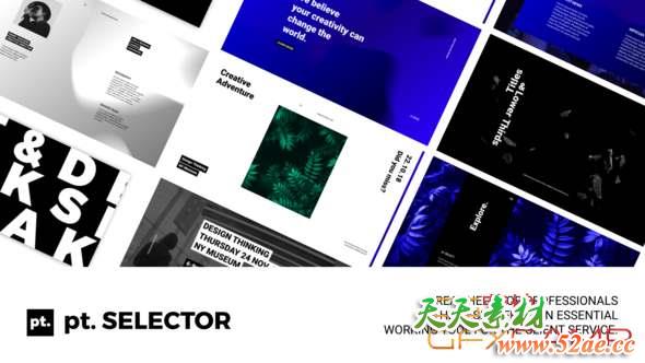 AE模板-时尚文字标题动画 pt. SELECTOR-天天素材网