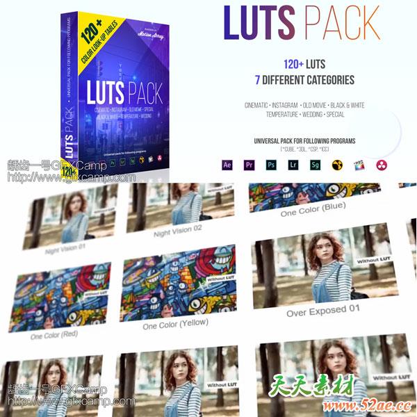 120组大气电影婚礼黑白Instagram个性化LUTS视频调色预设(AE/Pr/FCPX/达芬奇/PS等)-天天素材网