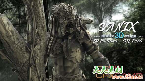 铁血战士3D打印模型 Cubebrush – Predator 3D printable Ready-天天素材网