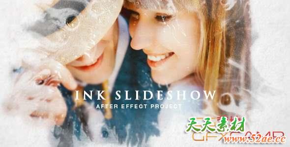 AE模板-优雅水墨遮罩幻灯片开场 Ink Slideshow-天天素材网