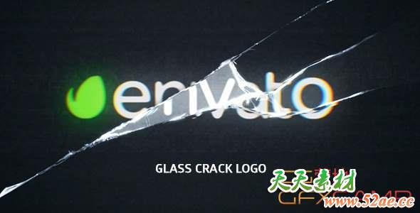 AE模板-玻璃破碎裂痕Logo动画 Glass Crack Logo-天天素材网