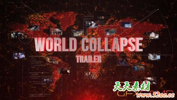 AE模板-科技感地图视频宣传片 World Collapse Trailer-天天素材网