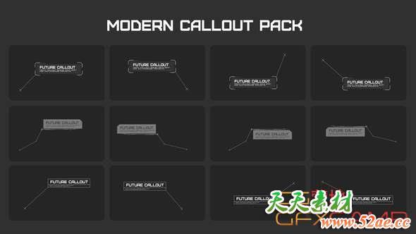 AE模板-现代科技感指示线动画 Modern Callout Packs-天天素材网