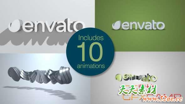 AE模板-三维扭曲Logo动画 Quick Clean 3D Logo Pack-天天素材网