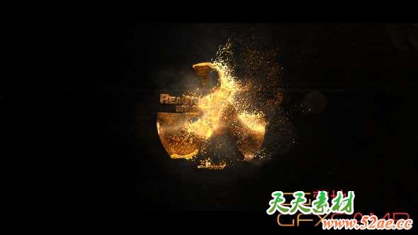 AE模板-金色火星粒子Logo动画 Hot and Gold Reborn-天天素材网