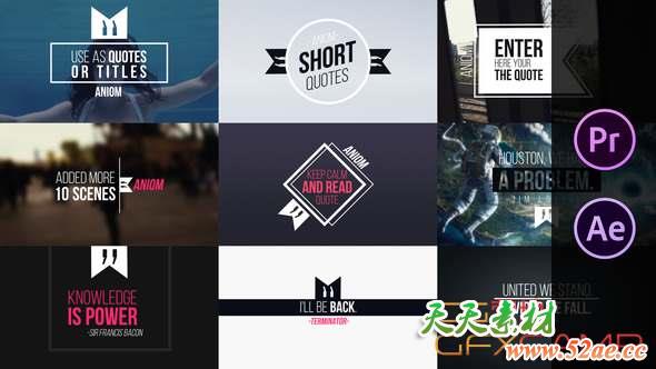 AE+Premiere模板-文字标题引用动画 Short Quotes-天天素材网