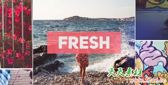 Premiere模板-动态图片切割开场 Dynamic Upbeat Opener-天天素材网