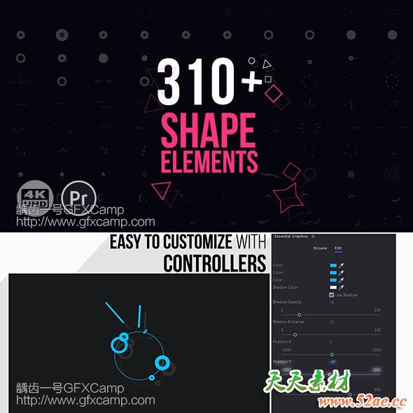 Premiere预设：310组MG动画图形元素转场PR预设-天天素材网