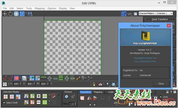 3DS MAX UV贴图修改插件破解版 PolyUnwrapper v4.3.1 for 3ds Max 2010 – 2019-天天素材网