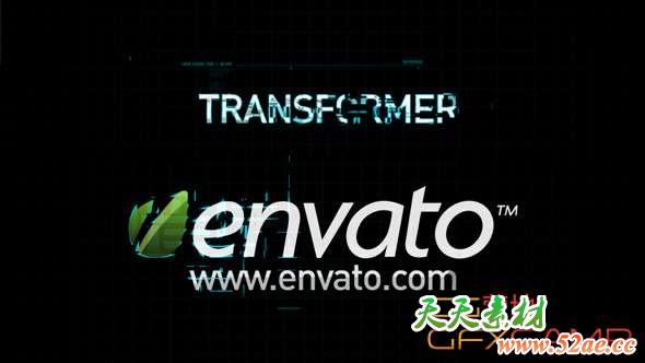 AE模板-科技感变形Logo文字动画 Transform Title Logo-天天素材网