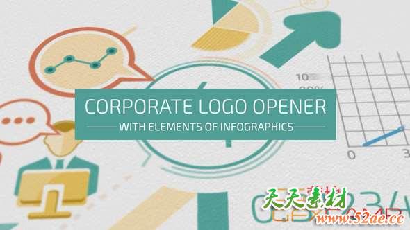 AE模板-信息数据展示Logo动画 Corporate Logo Opener With Elements Of Infographics-天天素材网