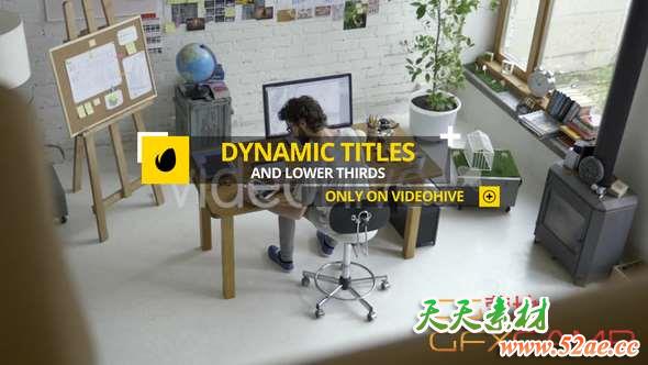 AE模板-动态时尚人名字幕条动画 Dynamic Titles and Lower Thirds-天天素材网