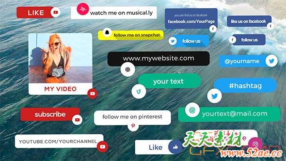 AE模板-社交应用人名字幕条动画 Social Media Info Box-天天素材网