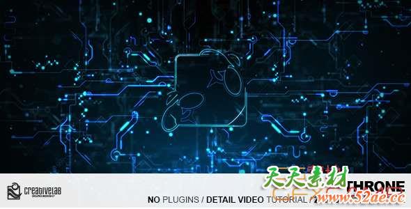 AE模板-电路线条Logo动画 Throne-天天素材网