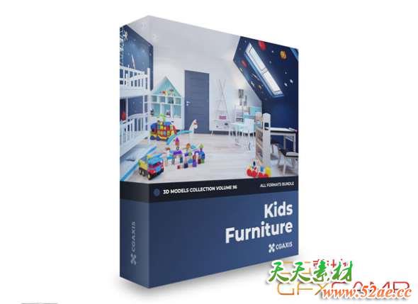 儿童房间家具玩具3D模型 CGAxis – Kids Furniture 3D Models Collection Volume 96 (C4D/MAX/OBJ/FBX等格式)-天天素材网