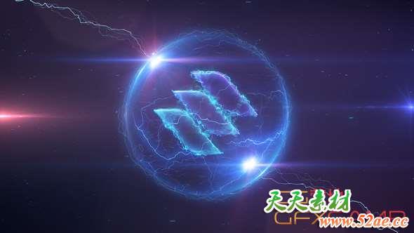 AE模板-能量感球形Logo动画 Space Storm Logo-天天素材网