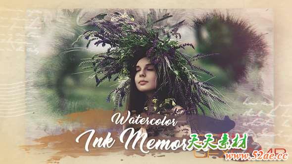 AE模板-水墨遮罩相册照片开场 Watercolor Ink Memories-天天素材网