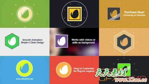 AE模板-简单扁平化Logo动画 Simple Flat Logo Reveal Pack-天天素材网