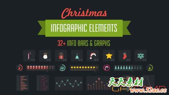 AE模板-扁平化圣诞节信息数据动画 32 Christmas Infographic Elements-天天素材网