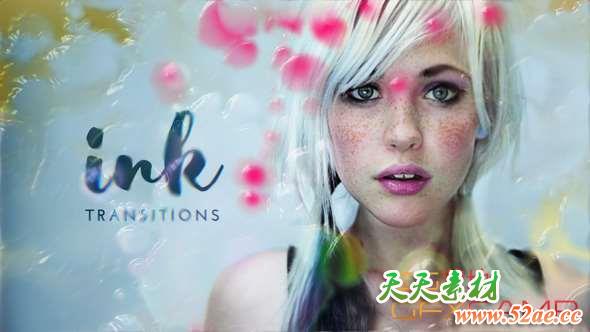 AE模板-水墨滴落视频转场 Ink Transitions-天天素材网
