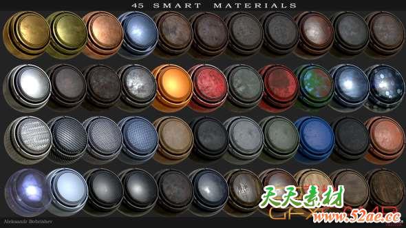 45个Substance材质预设 Artstation – Smart Materials SP-天天素材网