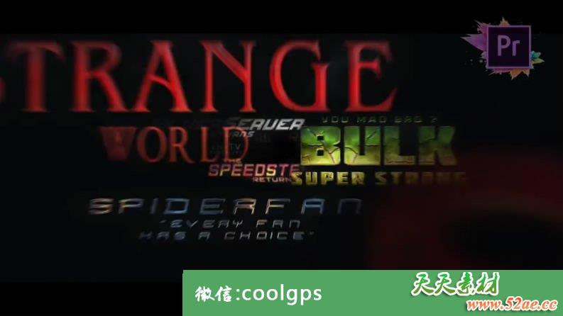 PR模板25组超级文字标题动画视频素材25 SuperHero标题包Mogrt-天天素材网