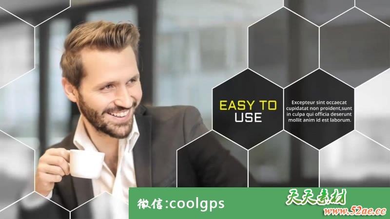 PR模板下载 优雅的六角形幻灯片 - Premiere Pro模板-天天素材网