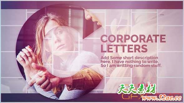 AE模板-商务文字图片宣传片头 Corporate Letters-天天素材网