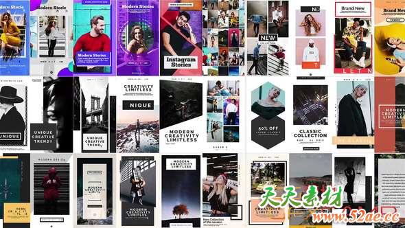 AE模板-INS网络时尚视频宣传包装 instagram Stories V5-天天素材网