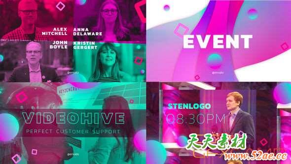 AE模板-现代时尚感活动宣传介绍片头 Event-天天素材网