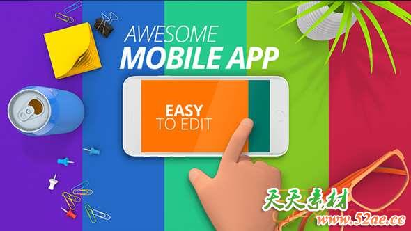 AE模板-桌面场景手机APP展示片头动画 App Promo Toolkit-天天素材网