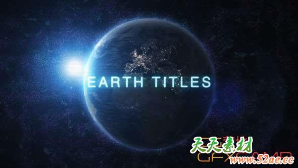 AE模板-三维地球文字标题动画片头 Earth Titles-天天素材网
