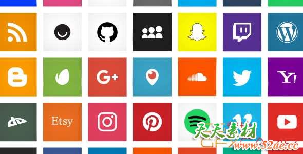 AE模板-网络社交图标Logo动画 Social Media-天天素材网