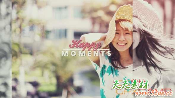 AE模板-小清新美好回忆视频记录片头 Happy Moments-天天素材网