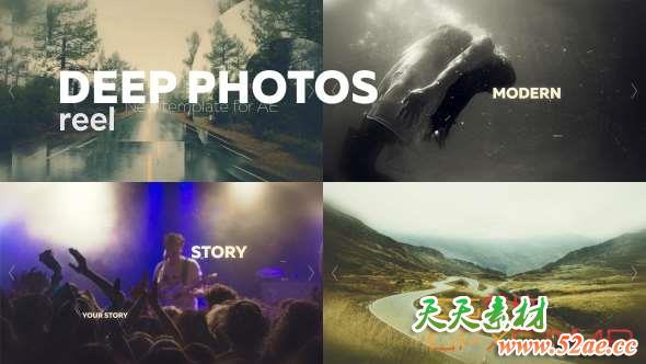 AE模板-文字遮罩视差图片开场 Slideshow Reel-天天素材网