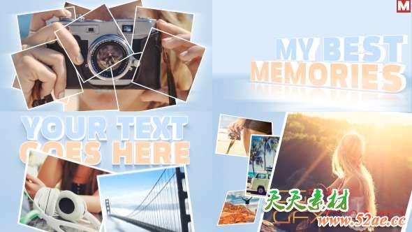 AE模板-轻松欢快旅游回忆照片相册展示 Promo Photo Reveal-天天素材网