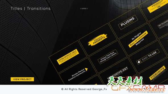 AE模板-文字标题图形转场动画 Titles & Transitions-天天素材网