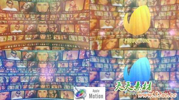 Apple Motion模板-胶片Logo动画 Film Strip Cinematic Logo-天天素材网