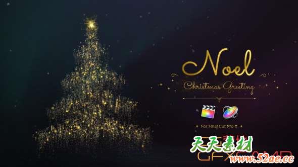 Apple Motion模板-金色圣诞节片头动画 Noel – Christmas Greetings-天天素材网