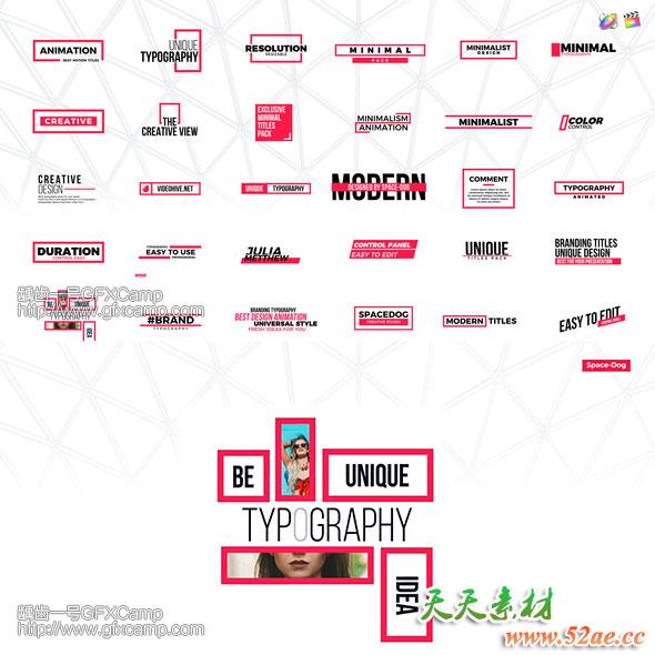 FCPX插件：30组简洁文字标题字幕动画预设-天天素材网