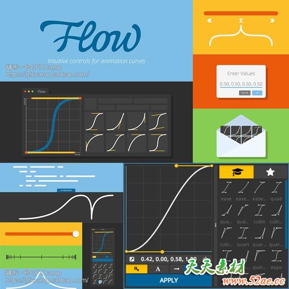 AE关键帧弹性缓入缓出曲线调节MG动画脚本插件 Flow V1.4.1 Win/Mac 支持 CC2020-天天素材网